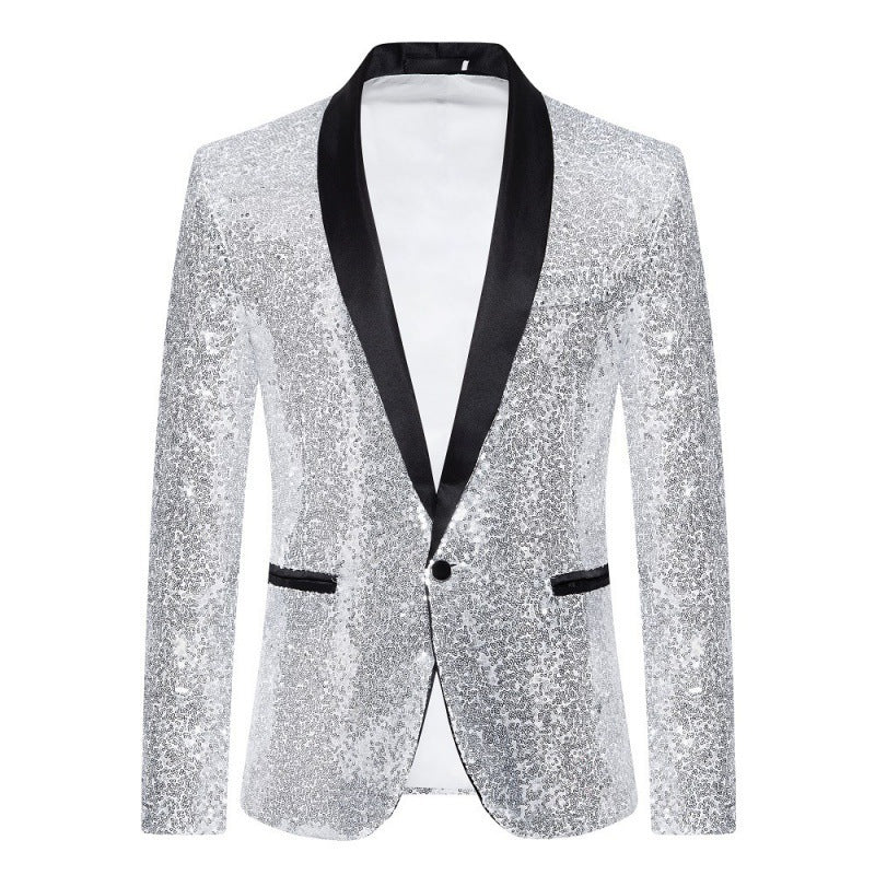 ShopNory Herren Pailletten-Blazer mit Schalkragen