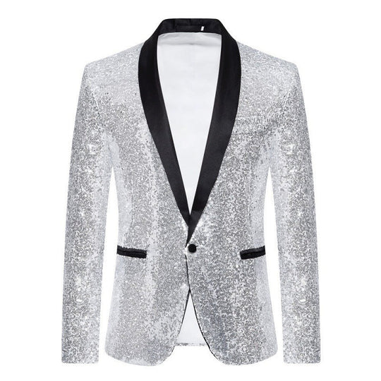 ShopNory Herren Pailletten-Blazer mit Schalkragen