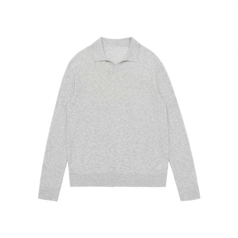 Unisex Feinstrick-Polo mit offenem Polokragen, leichtem Melange-Strick und gerippten Abschlüssen Shop Nory