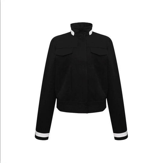 Damen Cropped-Bomberjacke mit Stehkragen, Pattentaschen und Kontrastbündchen Shop Nory