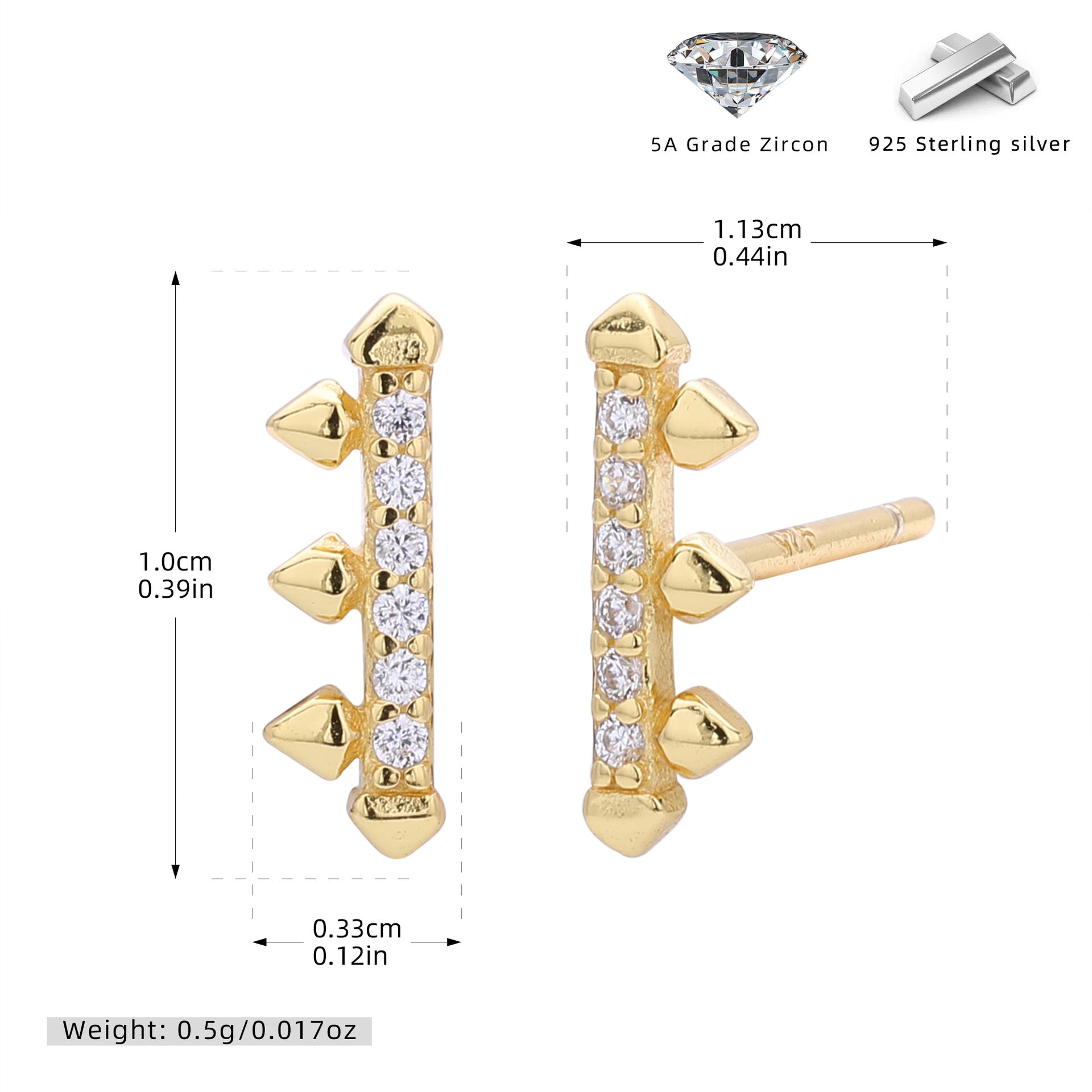 Damen Ohrstecker mit modernem Pfeil-Design aus 925 Sterling Silber Shop Nory