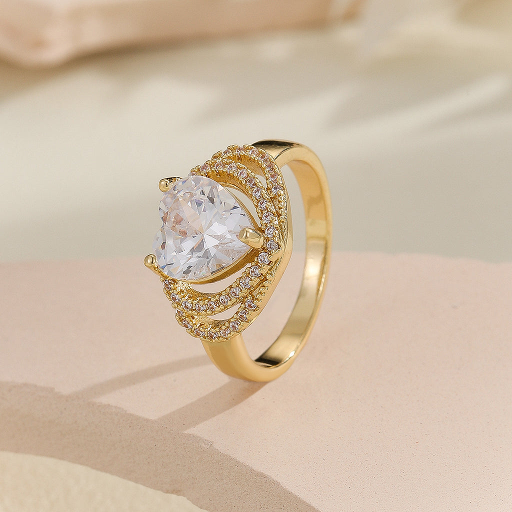 Damen herzförmiger Ring mit Zirkonia-Verzierung Shop Nory