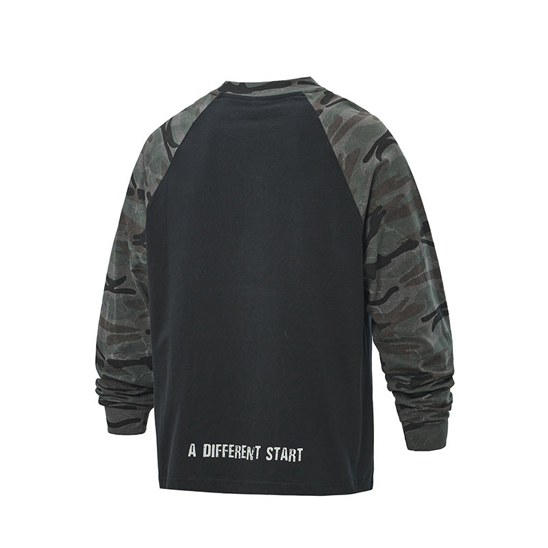 Unisex Oversize-Sweatshirt mit Camouflage-Raglanärmeln und geprägtetem Frontlogo Shop Nory