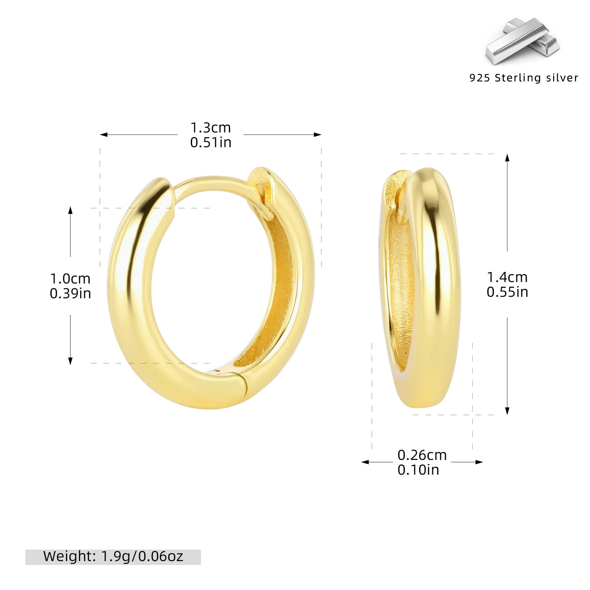Damen Creolen in elegantem, modernem Design aus hochwertigem 925 Sterling Silber Shop Nory