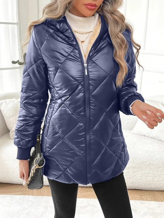 Damen Steppjacke mit Teddyfutter und Kapuze Shop Nory