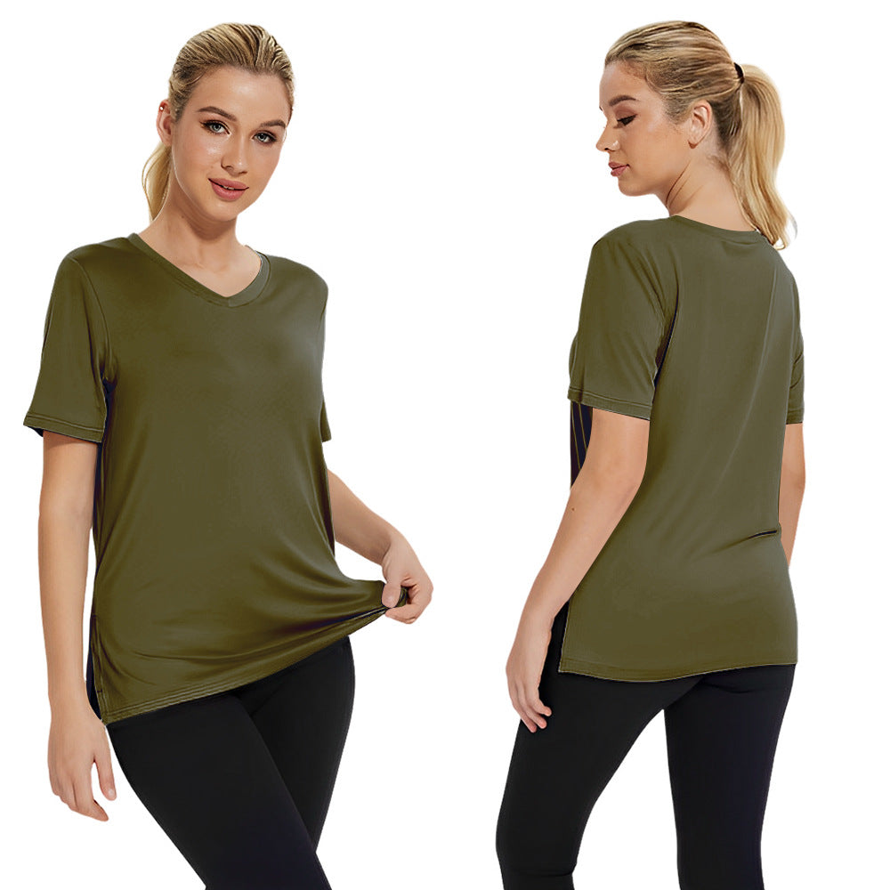 Damen Funktionales V-Ausschnitt Sportshirt mit atmungsaktiver Technologie Shopnory