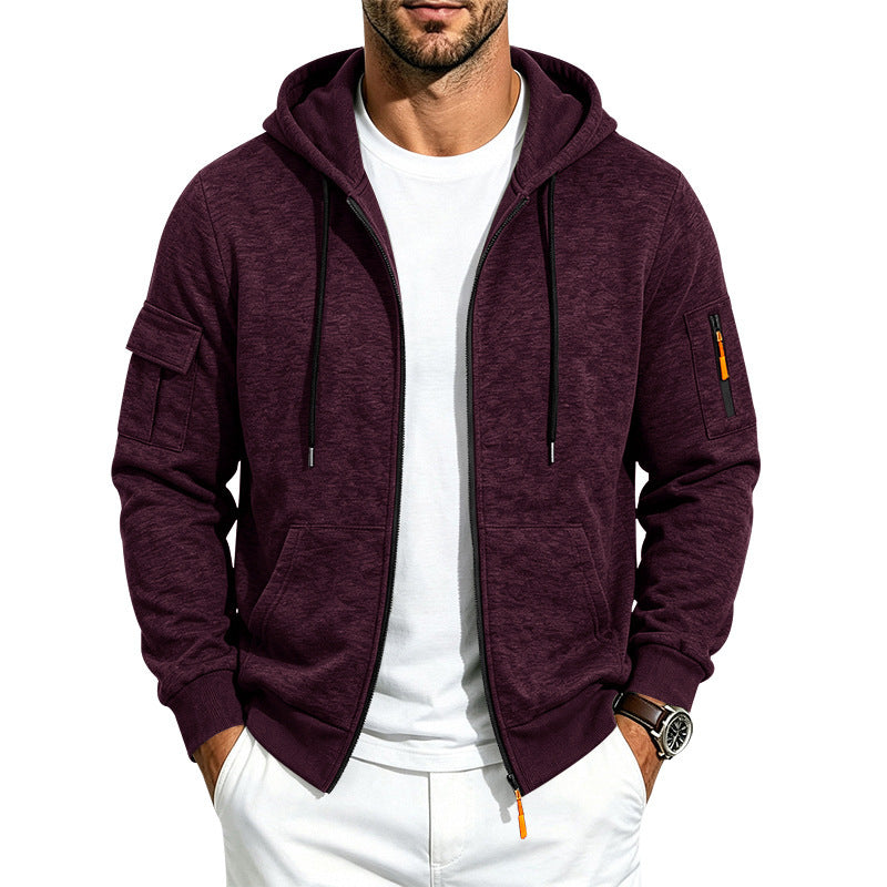 Herren Kapuzen-Sweatjacke aus meliertem French-Terry mit Reißverschluss und Ärmeltasche Shop Nory