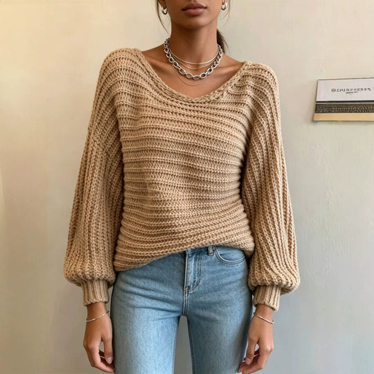 Damen Cropped Strickcardigan mit Knotendetail und Ballonärmeln Shop Nory