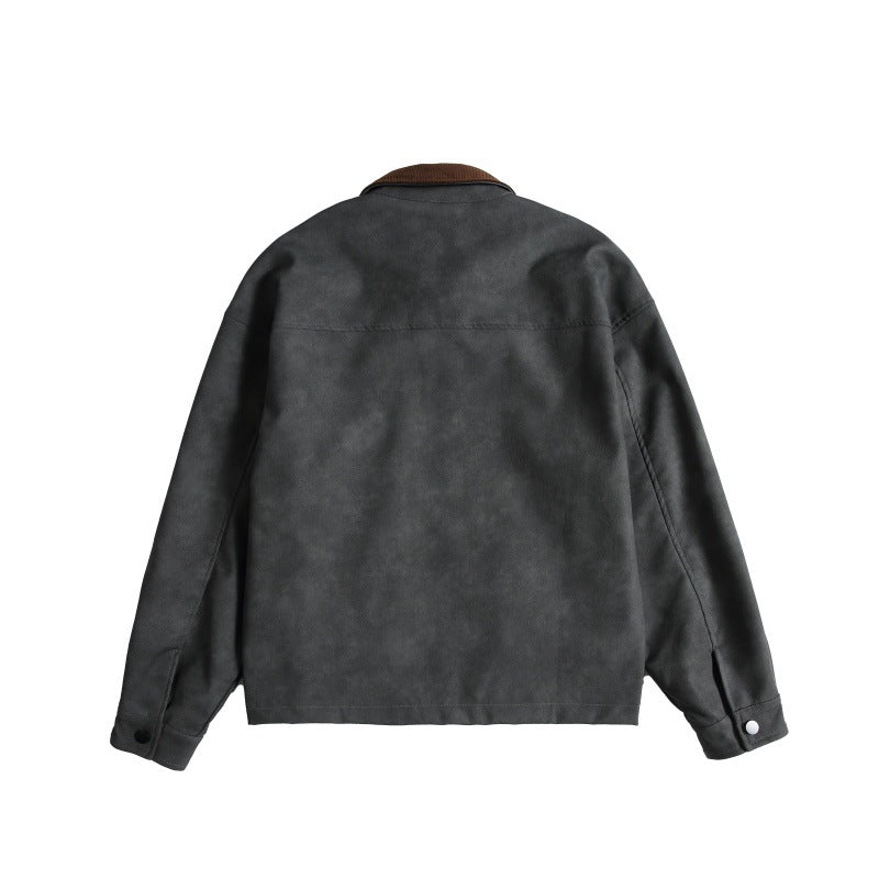 Damen Oversize Wildleder‑Optik Bomberjacke mit Cordkragen und verdecktem Reißverschluss Shop Nory