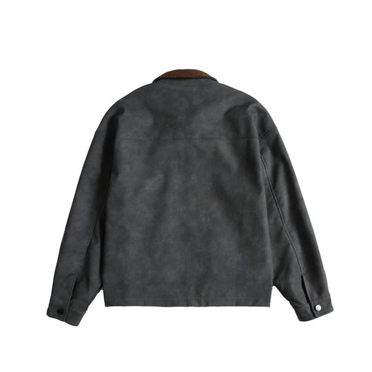 Damen Oversize Wildleder‑Optik Bomberjacke mit Cordkragen und verdecktem Reißverschluss Shop Nory