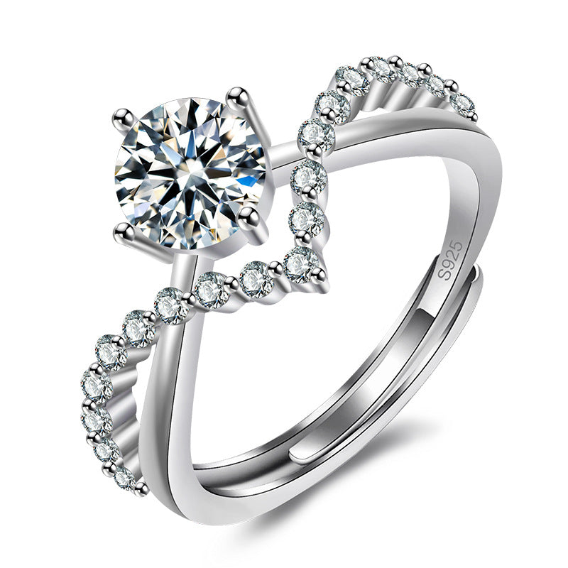Damenring mit elegantem Hauptstein und gefrästem Design Shop Nory
