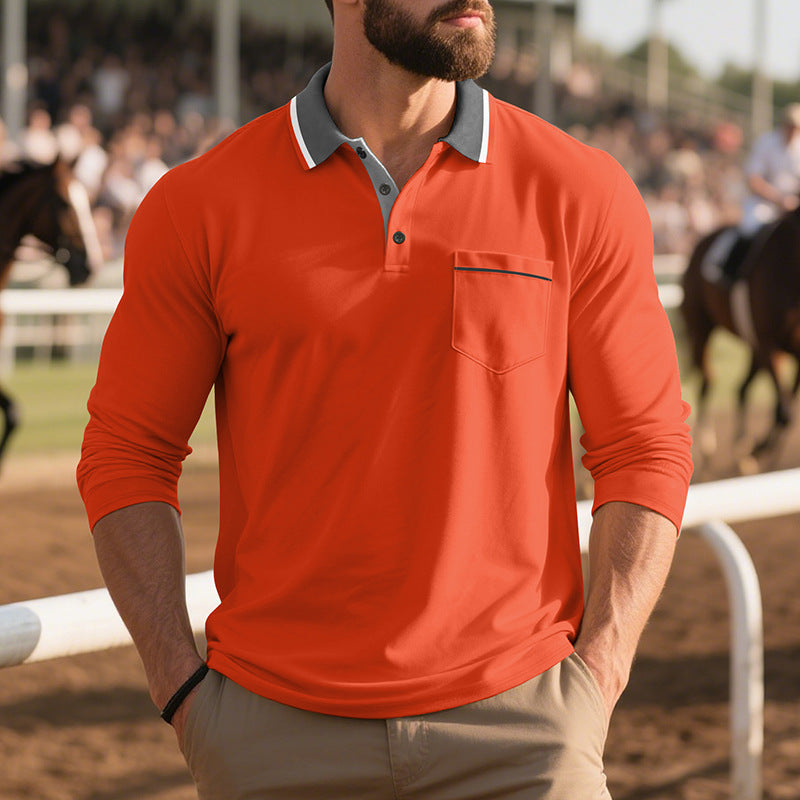 Herren Langarm Polo-Shirt aus atmungsaktivem Stoff mit modernem Kragen