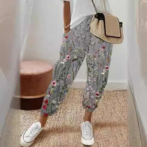 Damen Leinen-Joggerhose mit Kordelzug, lockerer Tapered-Schnitt und gekrempelten Säumen Shop Nory