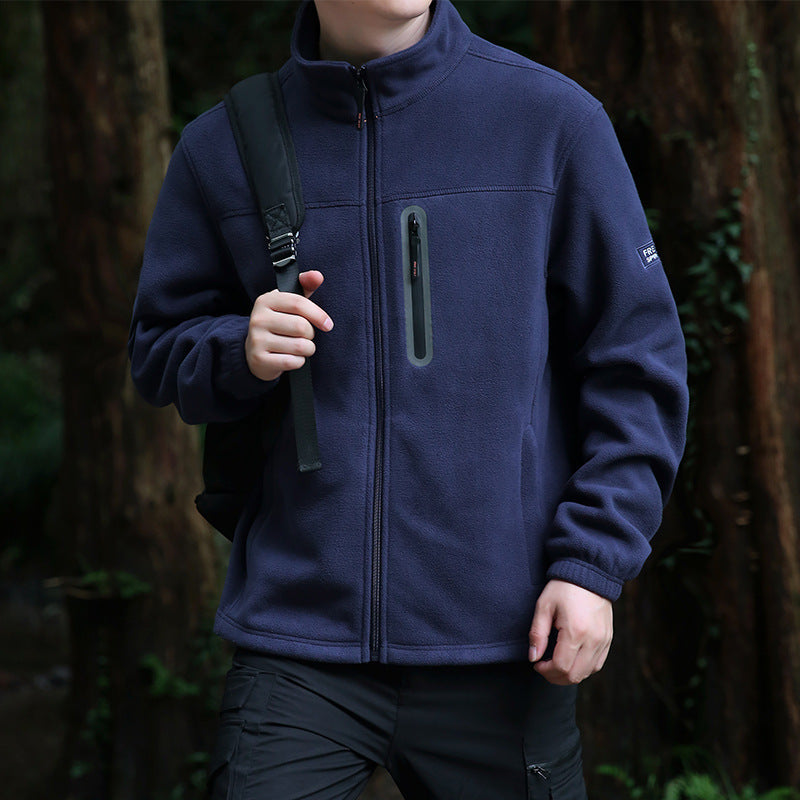Herren Thermo‑Mikrofleece‑Outdoorjacke mit Stehkragen, wasserdichter Brustreißverschlusstasche Shop Nory