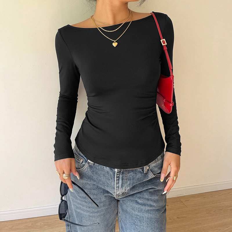 Damen Figurnahe Langarm-Strickshirt mit Rundhalsausschnitt und Stretchfit Shop Nory