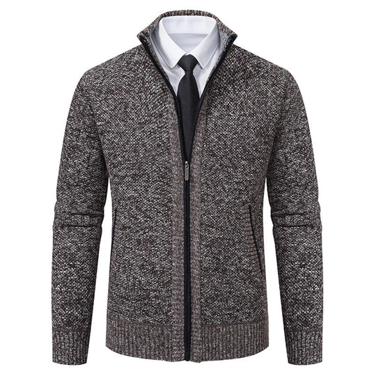 Herren elegante Strickjacke mit hohem Kragen und praktischem Reißverschluss