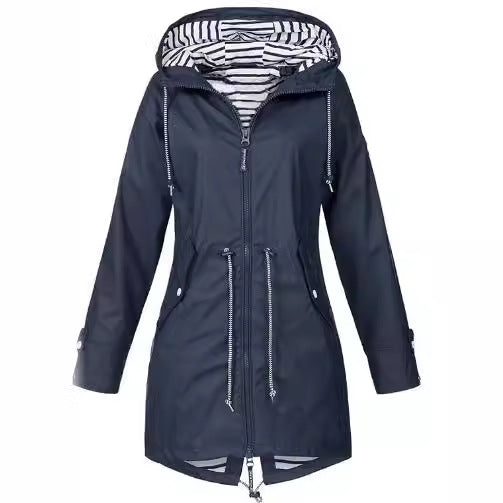Damen nan taillierte Parka-Jacke mit Kapuze, Kordelzugbund und verdecktem Reißverschluss Shop Nory