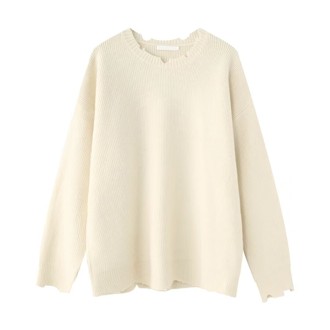 Damen Elegante Grobstrickpullover mit modernem V-Ausschnitt Shop Nory