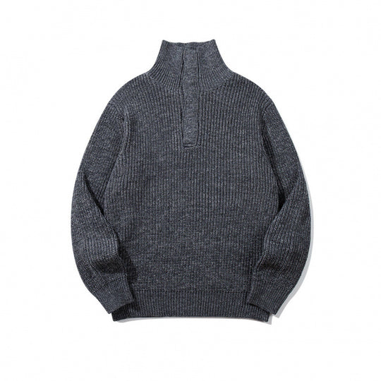 Unisex Grobgestrickter Halfzip-Pullover mit Stehkragen und markanter Rippenstruktur Shop Nory