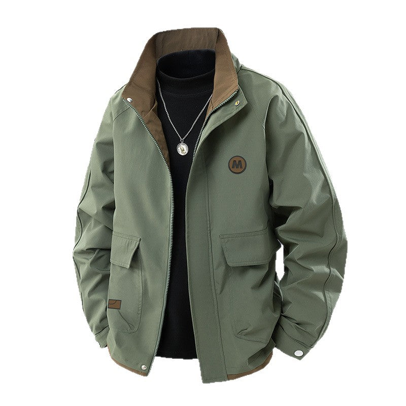 Herren Kurz geschnittene Softshell‑Utility‑Jacke mit Stehkragen und Pattentaschen Shop Nory
