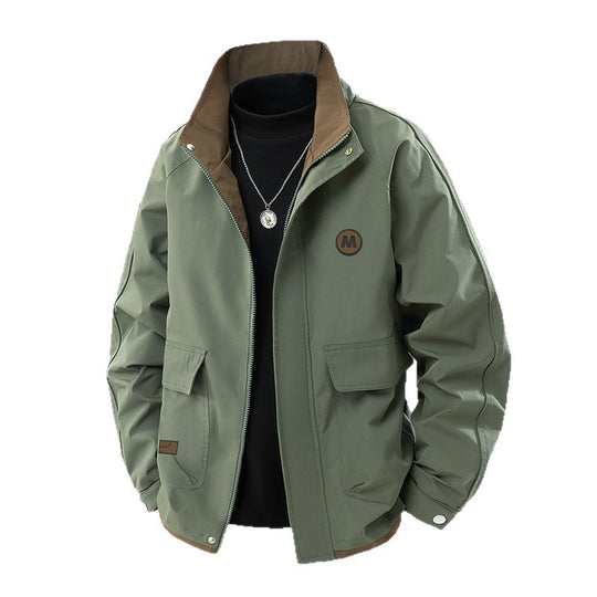 Herren Kurz geschnittene Softshell‑Utility‑Jacke mit Stehkragen und Pattentaschen Shop Nory
