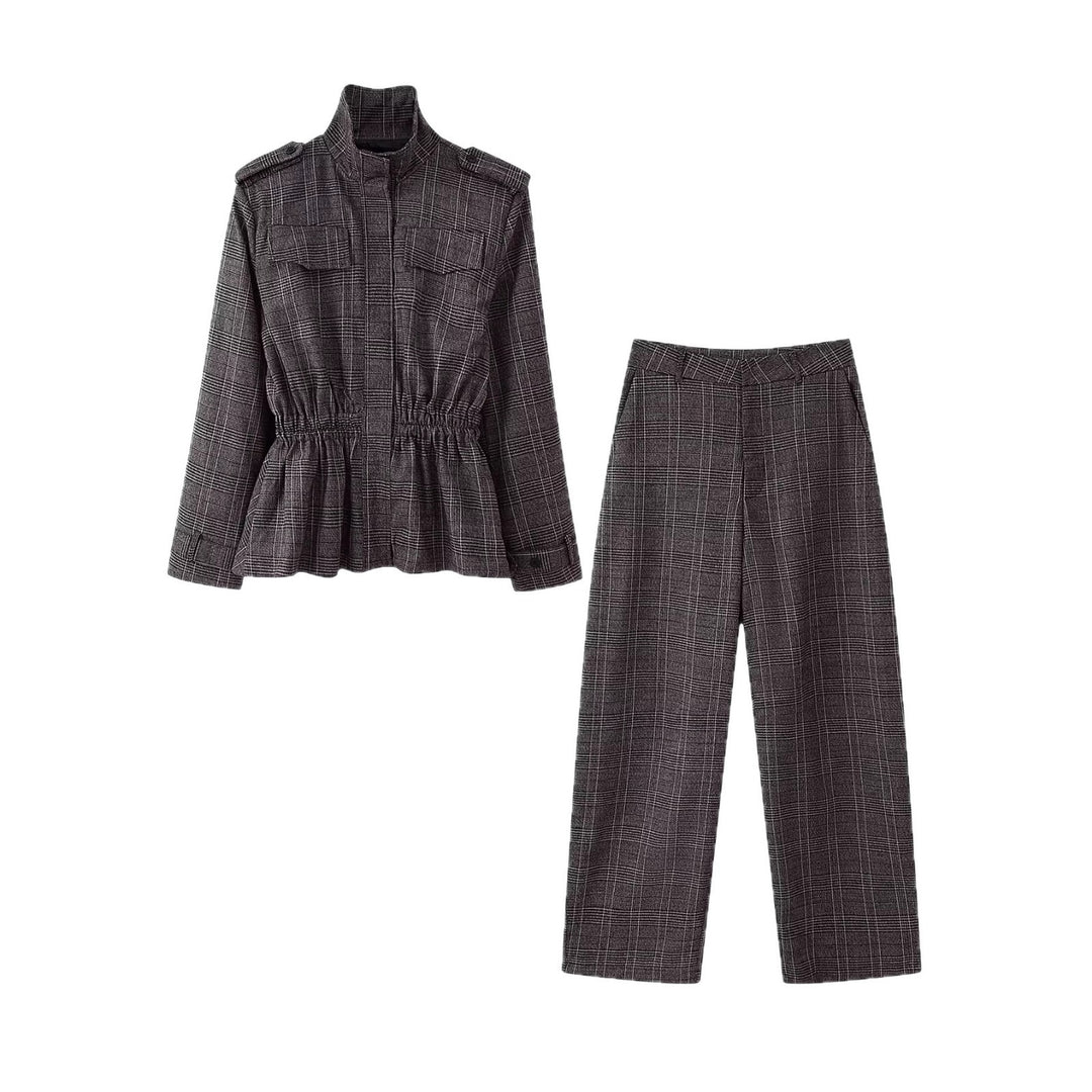 Damen Taillierte Übergangsjacke mit Tunnelzug-Taillierung und Stehkragen Shop Nory