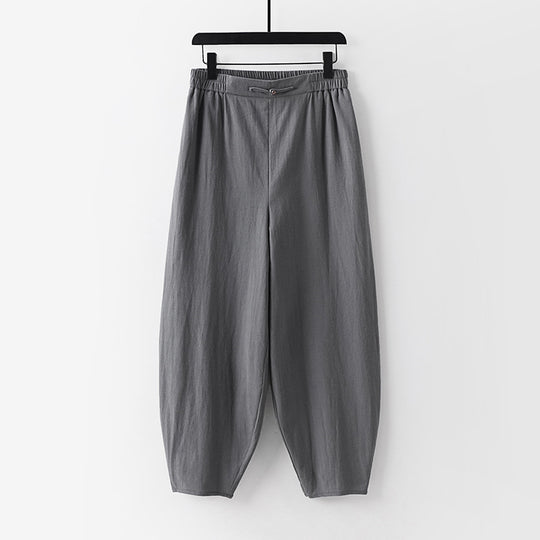 Damen Leichte Leinen-Haremshose mit elastischem Bund und schmal zulaufenden Knöcheln Shop Nory