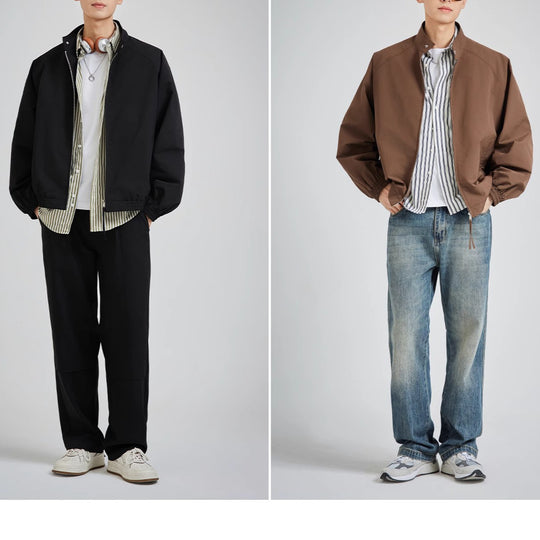 Herren leichte oversized Bomberjacke mit Stehkragen und elastischen Bündchen Shop Nory