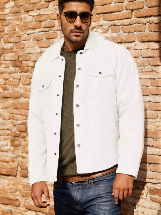 Herren Kord-Worker-Overshirt mit Druckknopfleiste, Pattentaschen und aufgesetzten Eingrifftaschen Shop Nory