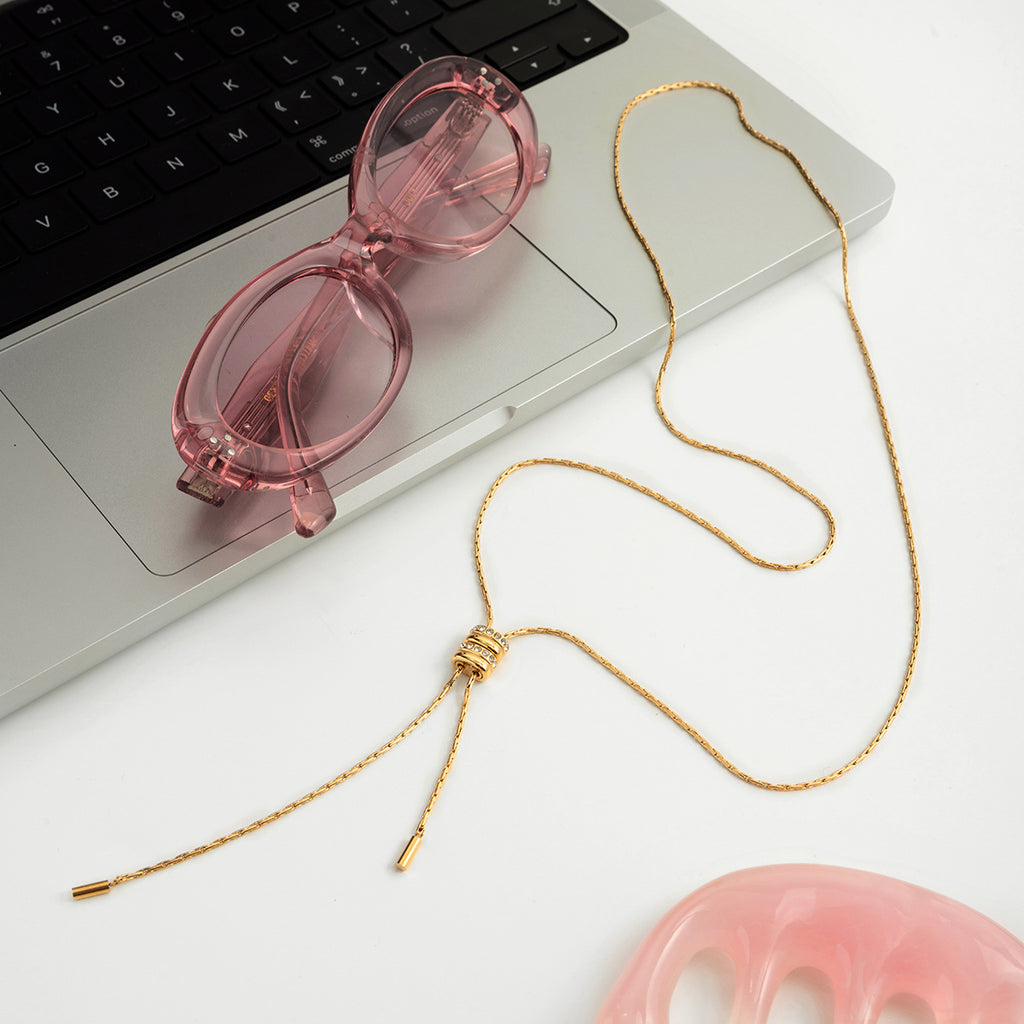Damen Langes Kettenhalsband mit verstellbarem Anhänger aus hypoallergenem Edelstahl Shop Nory
