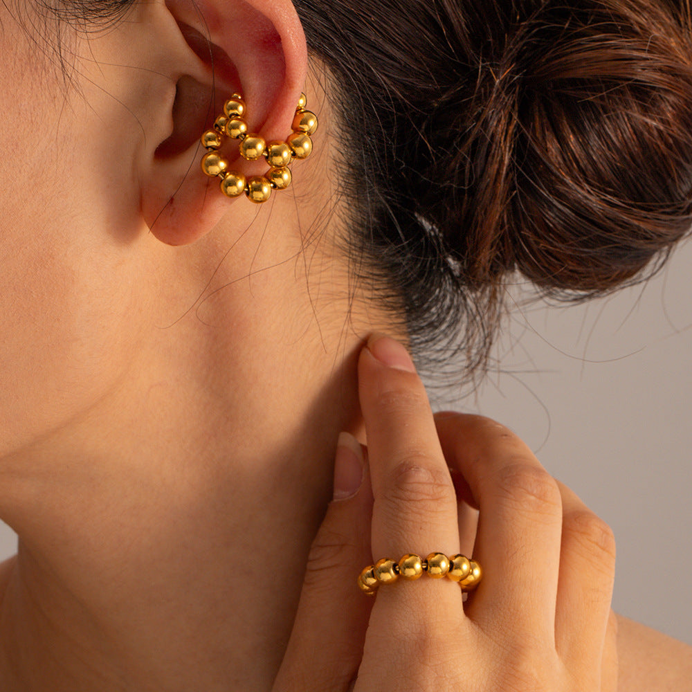 Damen Offener Ring mit strahlenden Kugeldetails Shop Nory