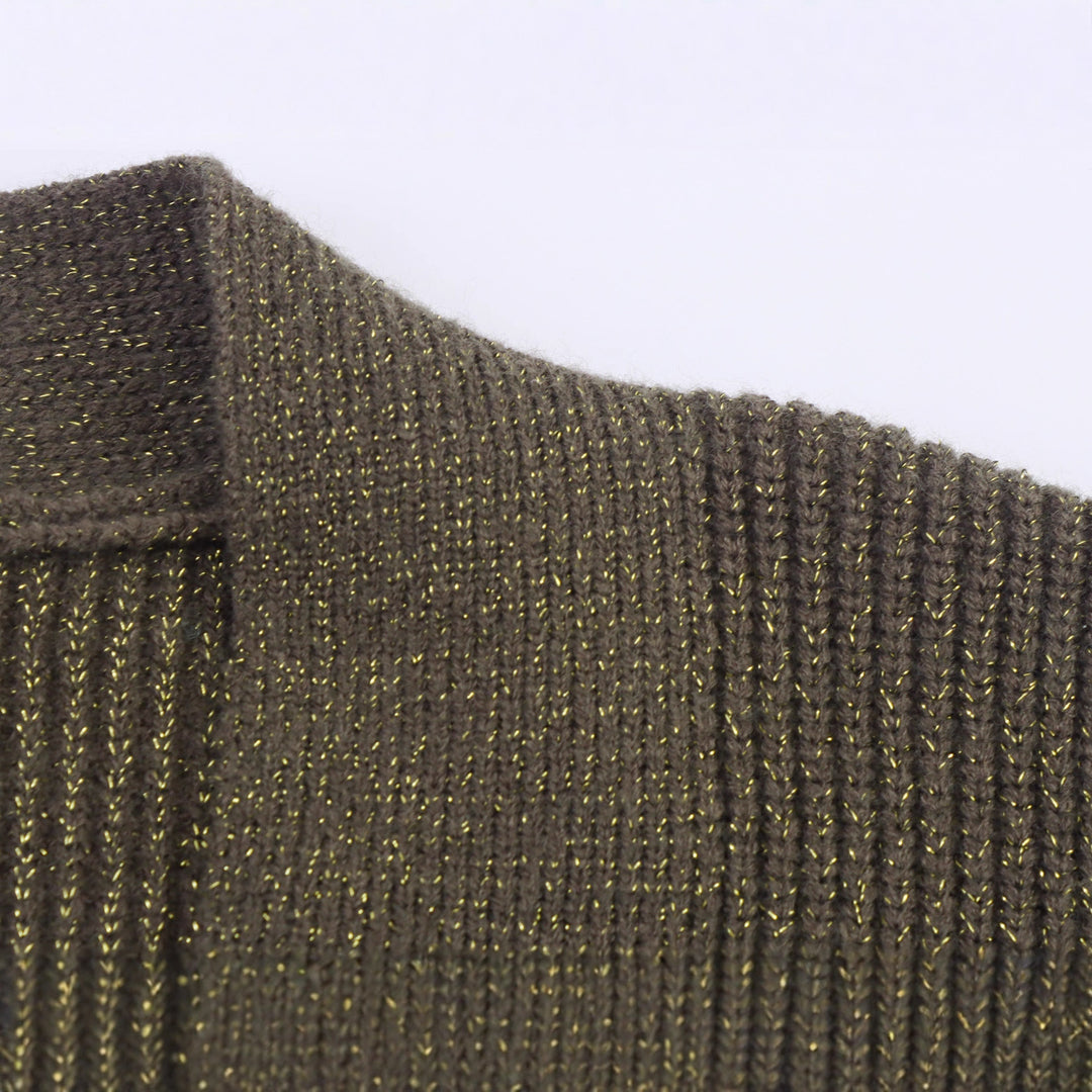 Damen Lange Strickjacke mit Bindegürtel, aufgesetzten Taschen und tiefem V-Ausschnitt Shop Nory