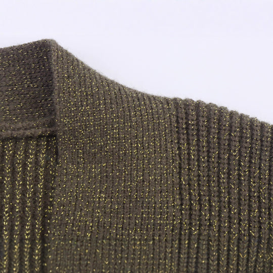 Damen Lange Strickjacke mit Bindegürtel, aufgesetzten Taschen und tiefem V-Ausschnitt Shop Nory