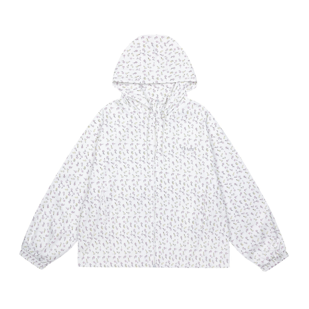 Damen leichte Kapuzenjacke mit floralem Allover‑Print und elastischen Bündchen Shop Nory