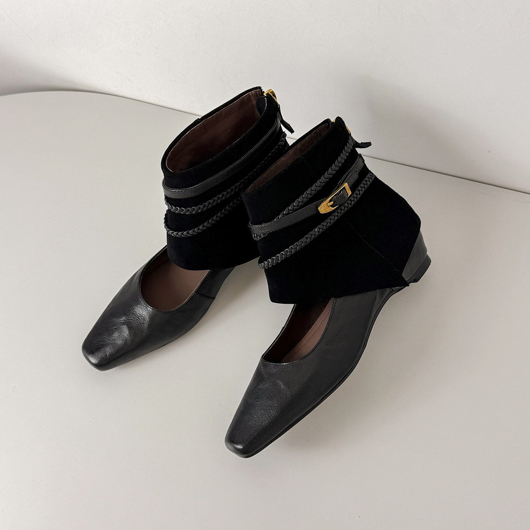 Damen Ankle‑Slipper mit umschlagbarem Velours‑Schaft und geflochtenen Zierriemen Shop Nory