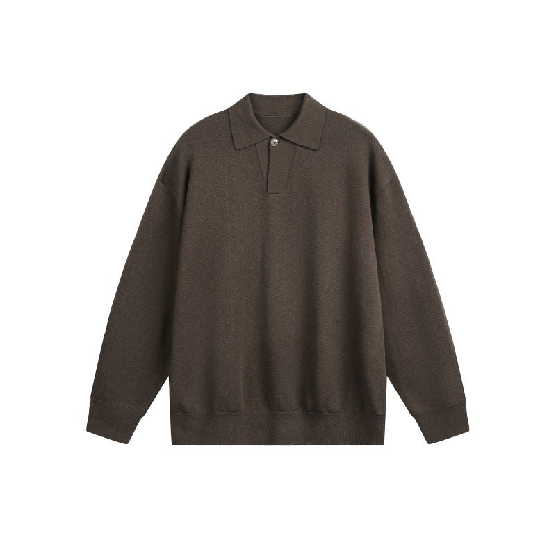 Herren Lockerer Strick-Polo-Pullover mit Knopfblende und Oversize-Schnitt Shop Nory