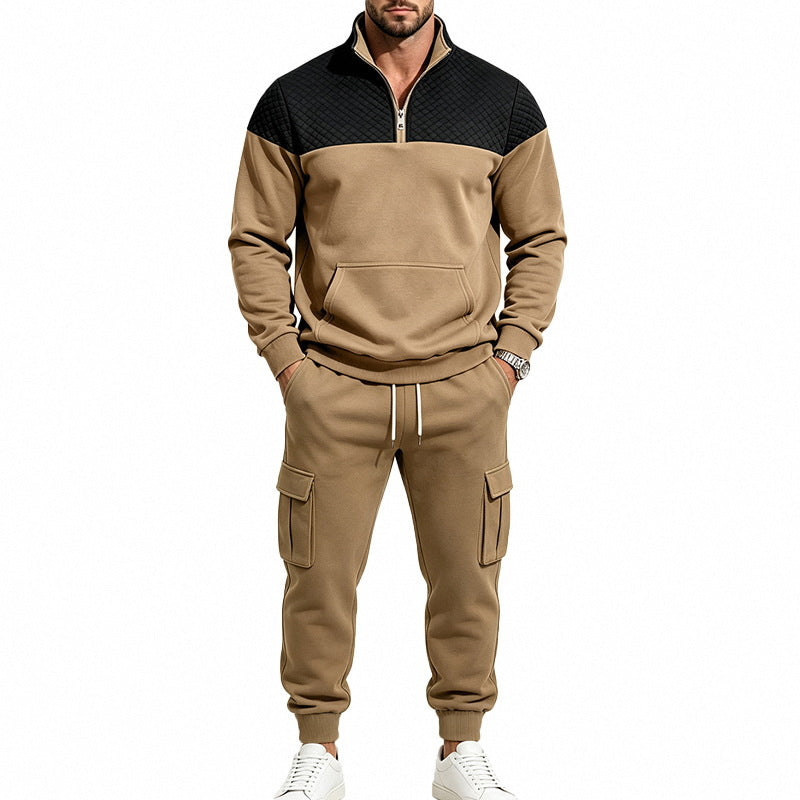 Herren Freizeit-Trainingsanzug mit Steppkragen und Cargo-Jogger Shop Nory