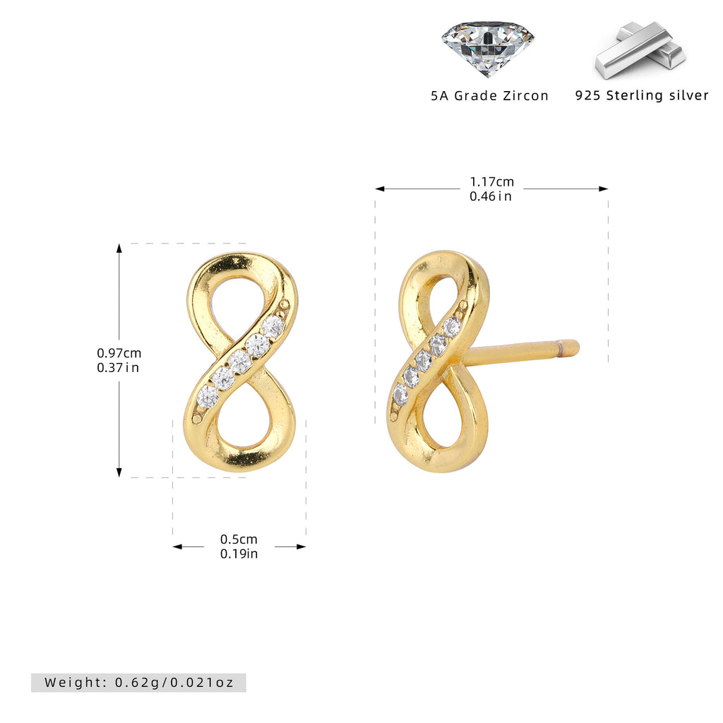 Damen Ohrstecker im unendlichen Design mit funkelnden Zirkonia Shop Nory