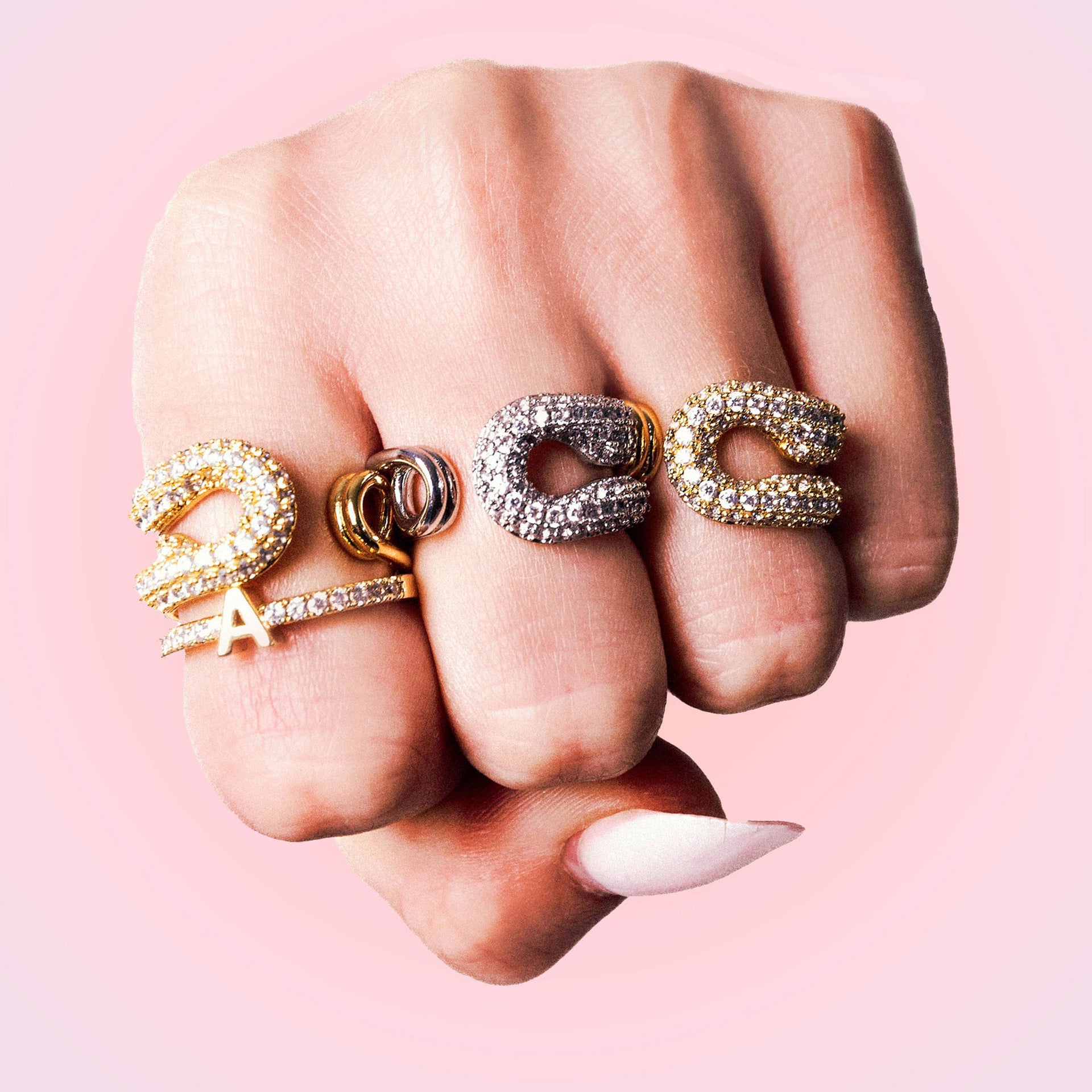 Damen Offener Ring mit funkelndem Zirkon und modernem Design Shop Nory