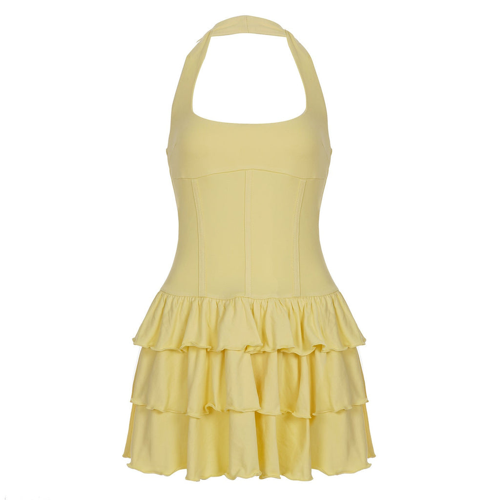 Damen Wickelkleid mit voluminösem Rüschensaum und eleganter Silhouette