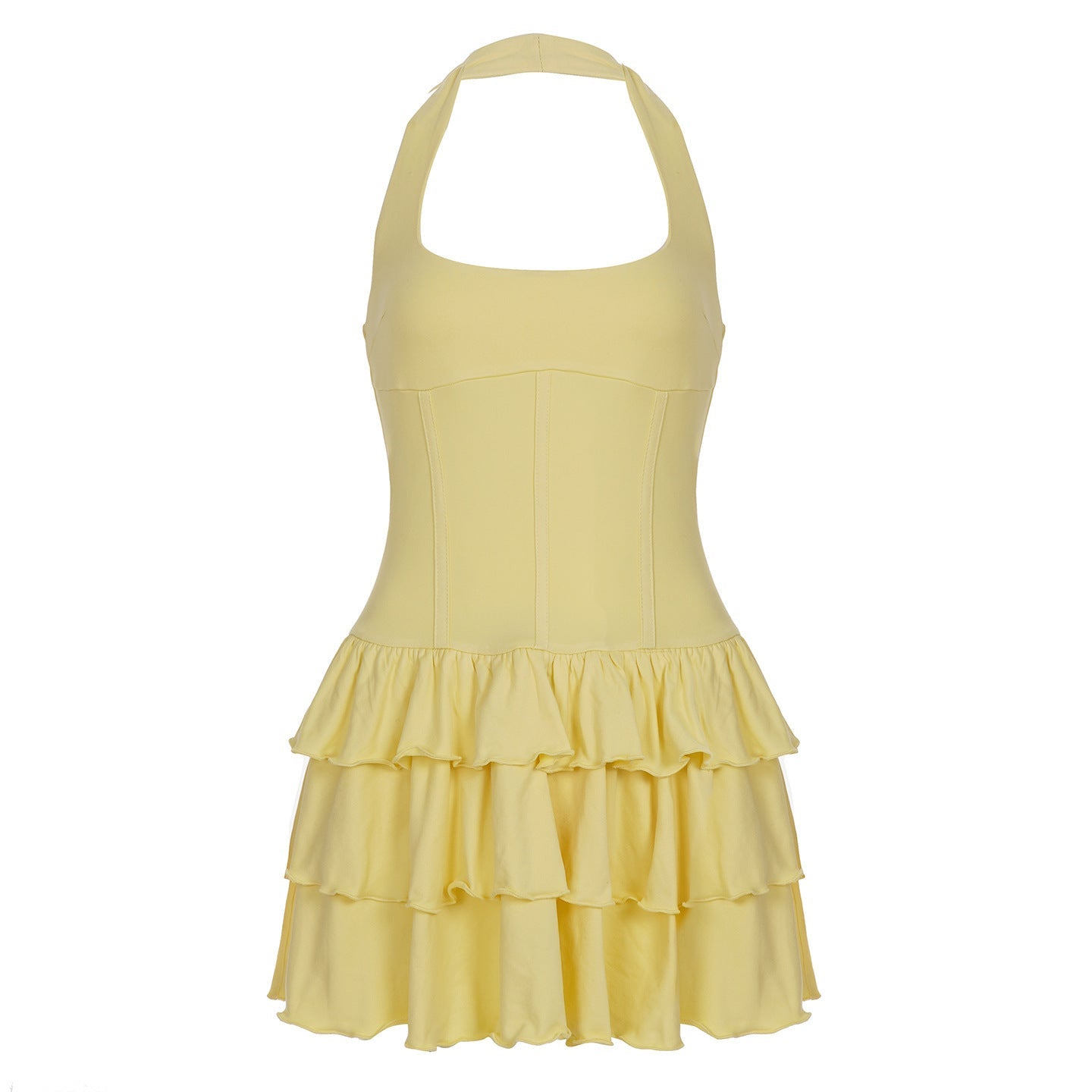 Damen Wickelkleid mit voluminösem Rüschensaum und eleganter Silhouette
