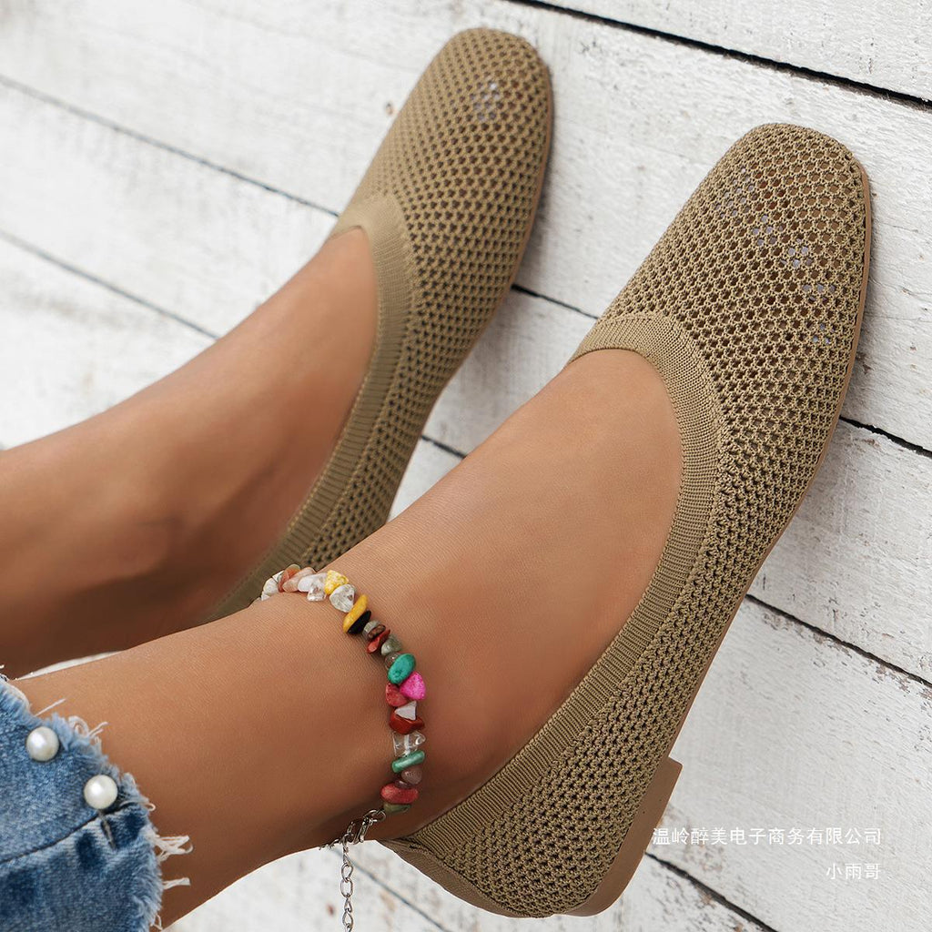 Damen luftige Mesh-Ballerinas mit elastischem Fußbett Shopnory