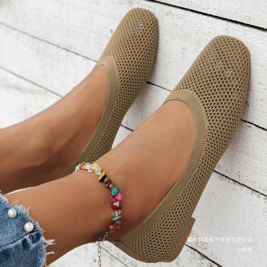 Damen luftige Mesh-Ballerinas mit elastischem Fußbett Shopnory