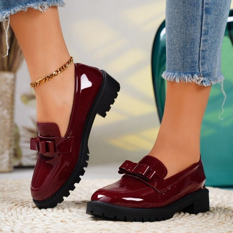 Damen Modische Loafers mit dekorativem Schleifchen