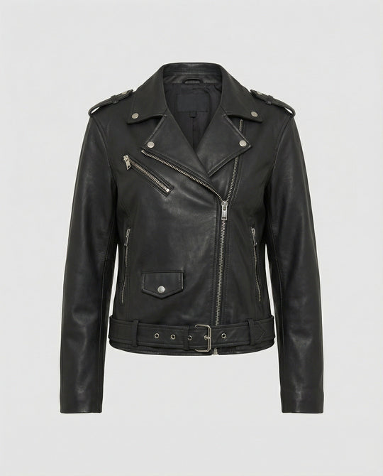 Damen Lockere Kunstleder Bikerjacke