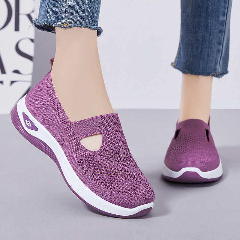 Damen nan leichter gestrickter Slipper-Sneaker mit elastischem Mittelriemen und ergonomischer Memory-Komfortsohle Shop Nory