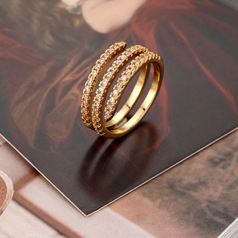 Damen eleganter und funkelnder Ring mit mehreren Bändern Shop Nory