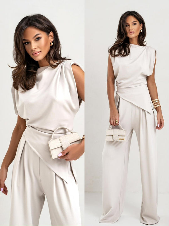 Damen eleganter Jumpsuit mit asymmetrischem Schnitt und hochmodernem Design