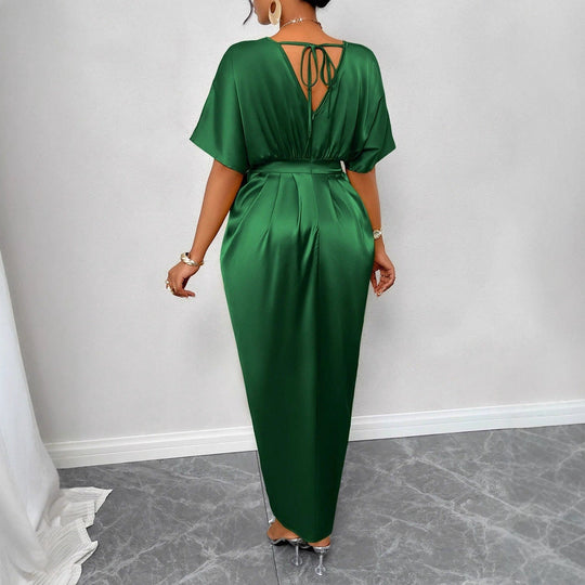 Damen Midikleid mit elegantem V-Ausschnitt und seitlichem Schlitz