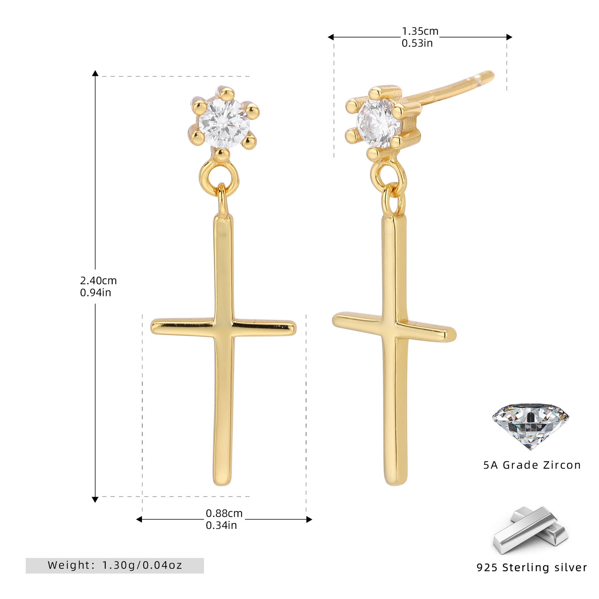 Damen Ohrhänger mit stilvollem Kreuzdesign aus 925 Sterling Silber Shop Nory